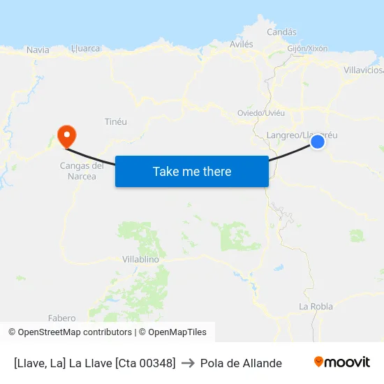 [Llave, La]  La Llave [Cta 00348] to Pola de Allande map