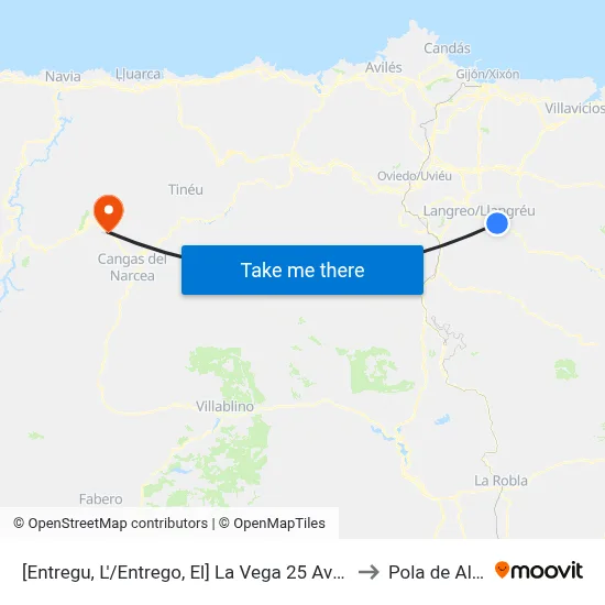 [Entregu, L'/Entrego, El]  La Vega 25 Avda [Cta 00436] to Pola de Allande map