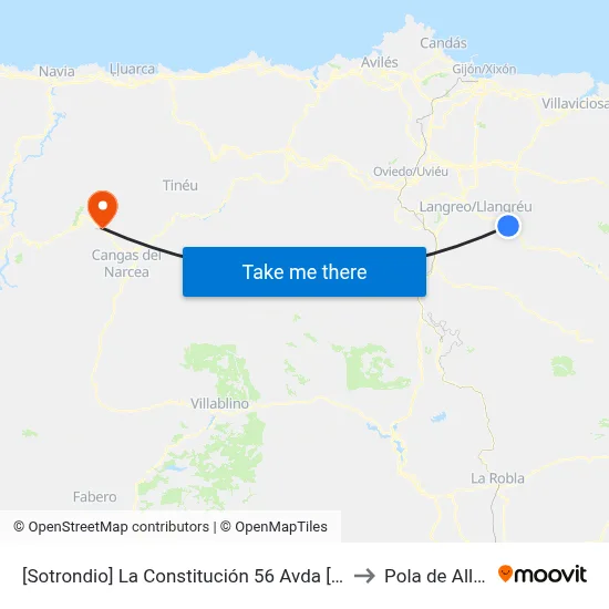 [Sotrondio]  La Constitución 56 Avda [Cta 00448] to Pola de Allande map