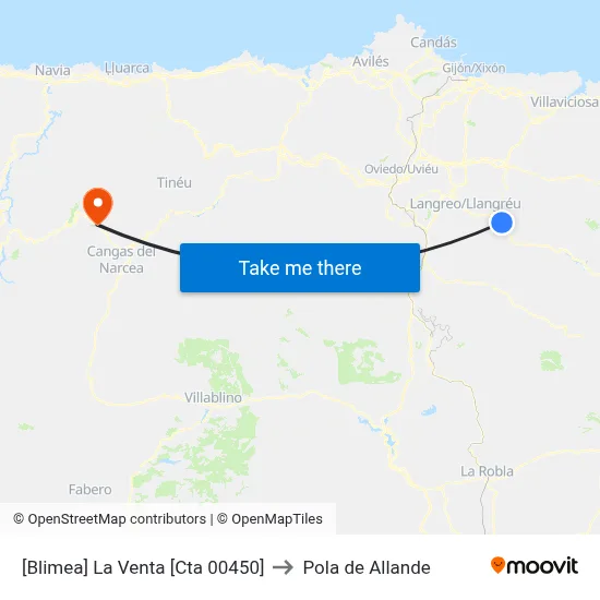 [Blimea]  La Venta [Cta 00450] to Pola de Allande map