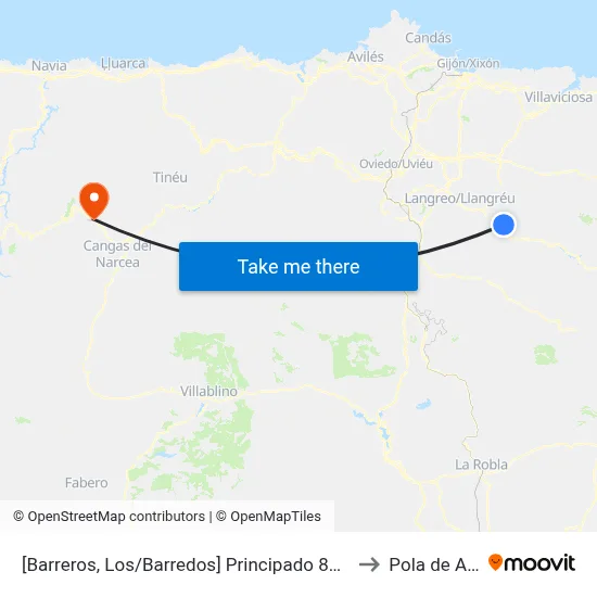 [Barreros, Los/Barredos]  Principado 86 Avda [Cta 00457] to Pola de Allande map