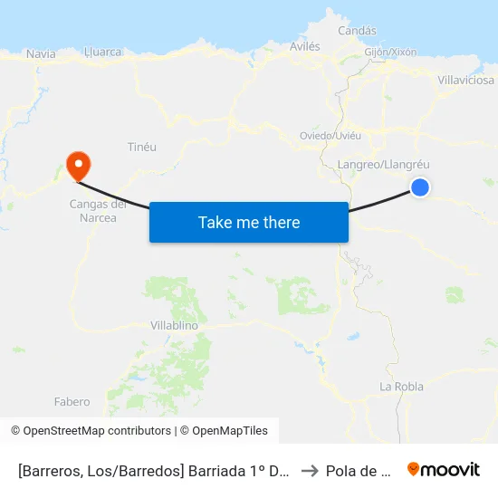 [Barreros, Los/Barredos]  Barriada 1º De Mayo [Cta 00460] to Pola de Allande map