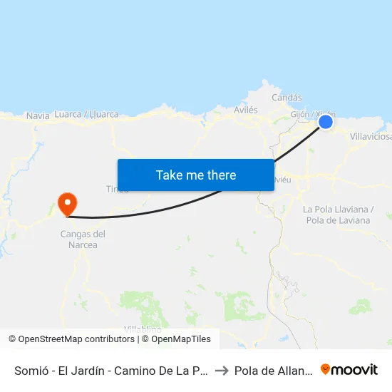Somió - El Jardín - Camino De La Pipa to Pola de Allande map