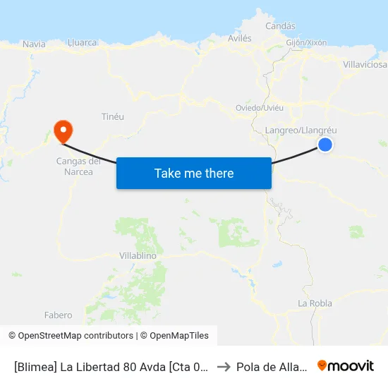 [Blimea]  La Libertad 80 Avda [Cta 00748] to Pola de Allande map