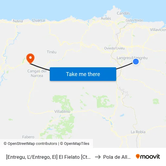 [Entregu, L'/Entrego, El]  El Fielato [Cta 00754] to Pola de Allande map