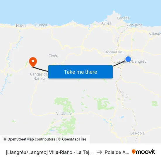 [Llangréu/Langreo]  Villa-Riaño - La Tejerona [Cta 00764] to Pola de Allande map