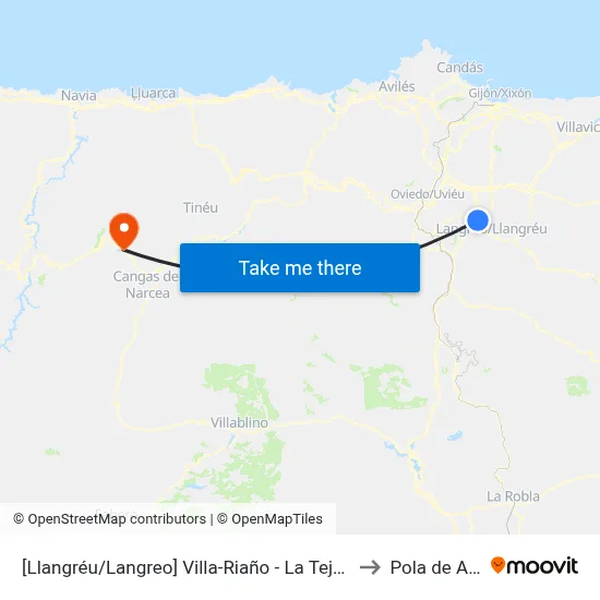 [Llangréu/Langreo]  Villa-Riaño - La Tejerona [Cta 00765] to Pola de Allande map