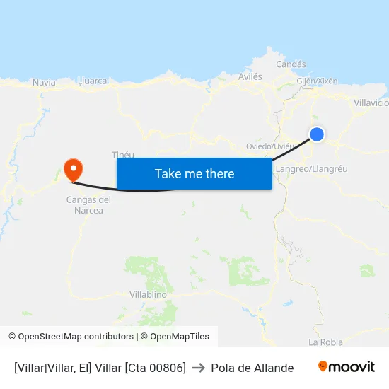 [Villar|Villar, El]  Villar [Cta 00806] to Pola de Allande map