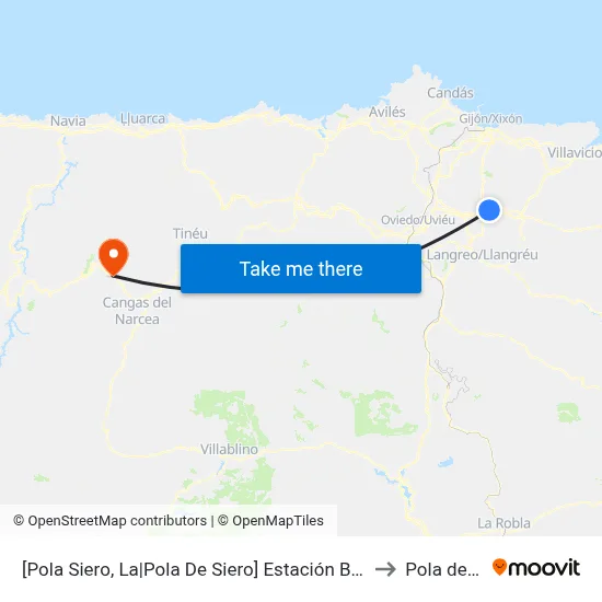 [Pola Siero, La|Pola De Siero]  Estación Bus Pola De Siero [Cta 00810] to Pola de Allande map
