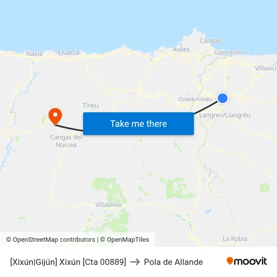 [Xixún|Gijún]  Xixún [Cta 00889] to Pola de Allande map