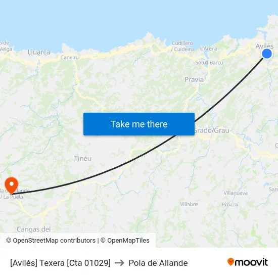 [Avilés]  Texera [Cta 01029] to Pola de Allande map