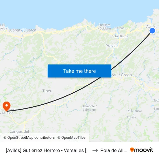 [Avilés]  Gutiérrez Herrero - Versalles [Cta 01032] to Pola de Allande map