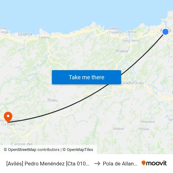 [Avilés]  Pedro Menéndez [Cta 01092] to Pola de Allande map