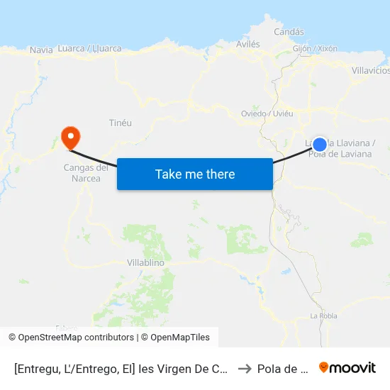 [Entregu, L'/Entrego, El]  Ies Virgen De Covadonga [Cta 01212] to Pola de Allande map