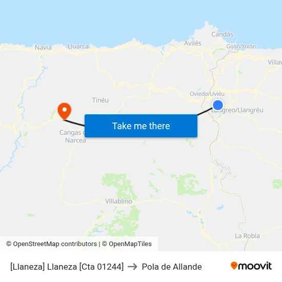 [Llaneza]  Llaneza [Cta 01244] to Pola de Allande map