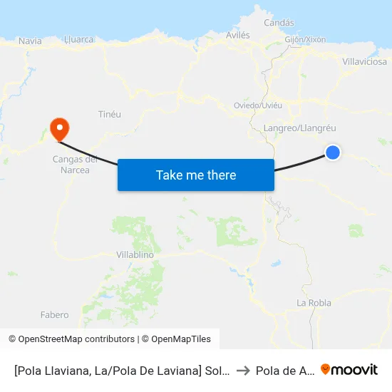 [Pola Llaviana, La/Pola De Laviana]  Solavega [Cta 01292] to Pola de Allande map