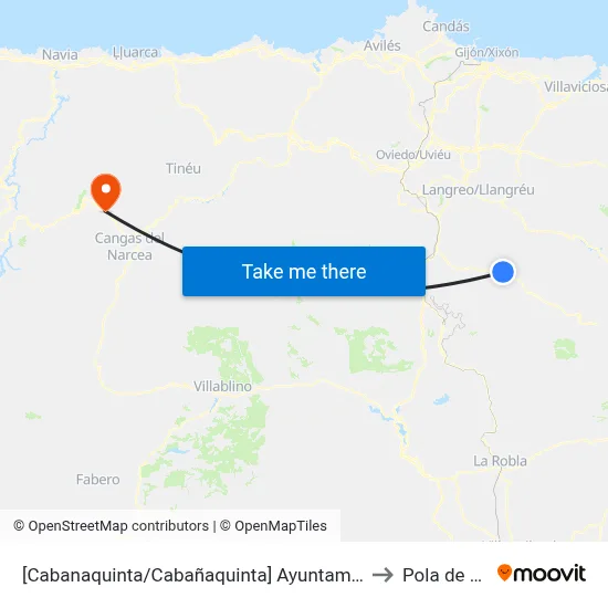 [Cabanaquinta/Cabañaquinta]  Ayuntamiento Aller [Cta 01342] to Pola de Allande map