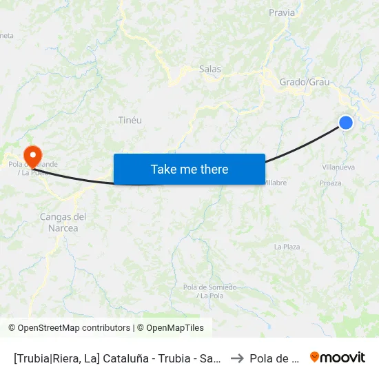 [Trubia|Riera, La]  Cataluña - Trubia - Santa María [Cta 01612] to Pola de Allande map