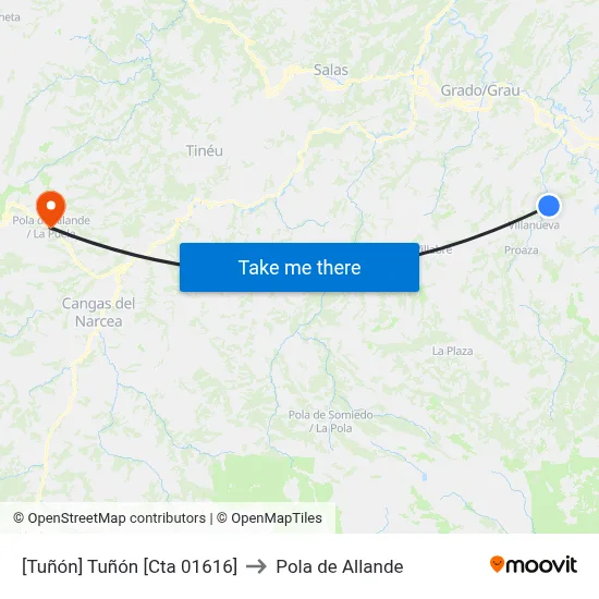 [Tuñón]  Tuñón [Cta 01616] to Pola de Allande map