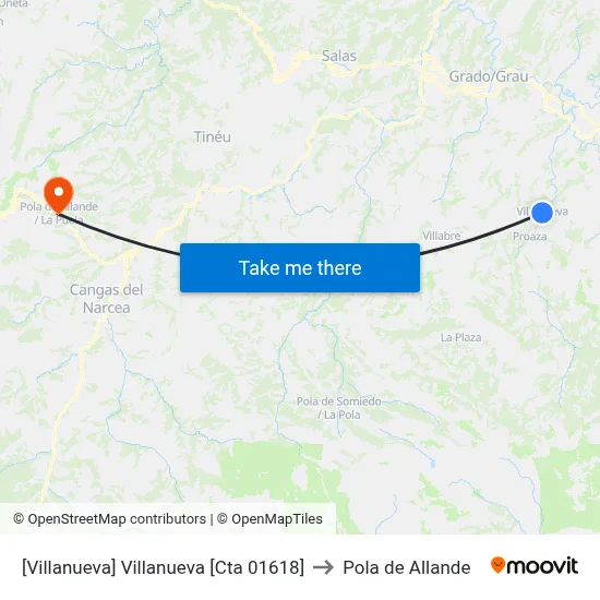 [Villanueva]  Villanueva [Cta 01618] to Pola de Allande map