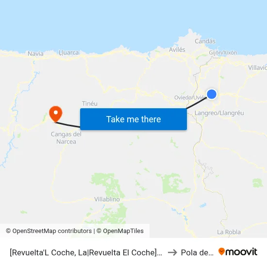 [Revuelta'L Coche, La|Revuelta El Coche]  Rotonda Argüelles [Cta 02041] to Pola de Allande map