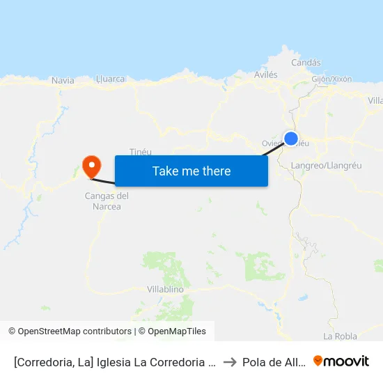 [Corredoria, La]  Iglesia La Corredoria [Cta 02053] to Pola de Allande map