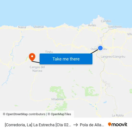 [Corredoria, La]  La Estrecha [Cta 02055] to Pola de Allande map