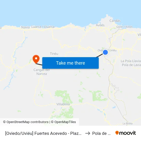 [Oviedo/Uviéu]  Fuertes Acevedo - Plaza Toros [Cta 02064] to Pola de Allande map