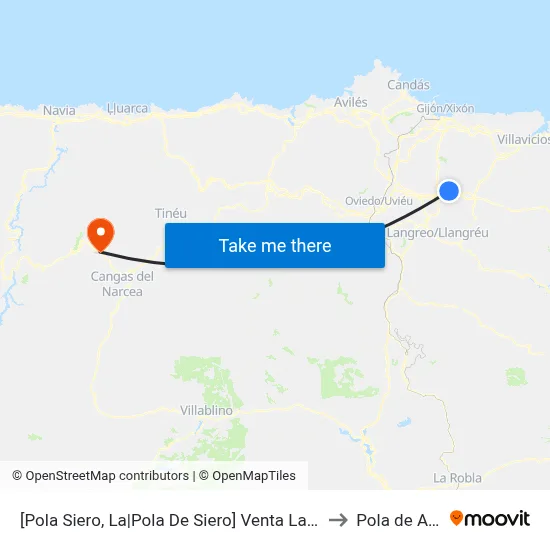 [Pola Siero, La|Pola De Siero]  Venta La Uña [Cta 02096] to Pola de Allande map