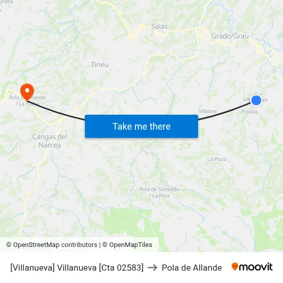 [Villanueva]  Villanueva [Cta 02583] to Pola de Allande map