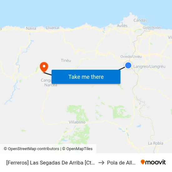 [Ferreros]  Las Segadas De Arriba [Cta 02649] to Pola de Allande map