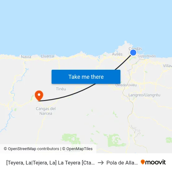 [Teyera, La|Tejera, La]  La Teyera [Cta 02779] to Pola de Allande map