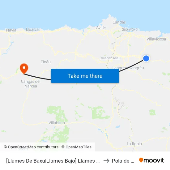 [Llames De Baxu|Llames Bajo]  Llames De Abajo [Cta 02884] to Pola de Allande map