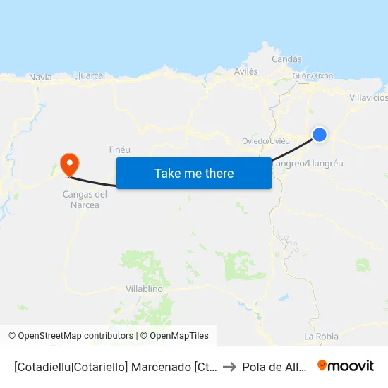 [Cotadiellu|Cotariello]  Marcenado [Cta 02898] to Pola de Allande map