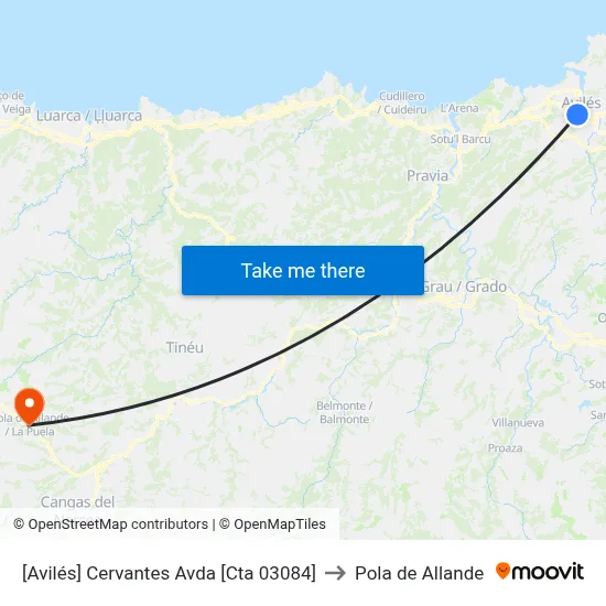 [Avilés]  Cervantes Avda [Cta 03084] to Pola de Allande map