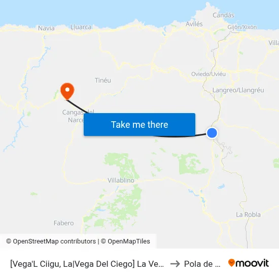 [Vega'L Ciigu, La|Vega Del Ciego]  La Vega'L Ciigu [Cta 03170] to Pola de Allande map