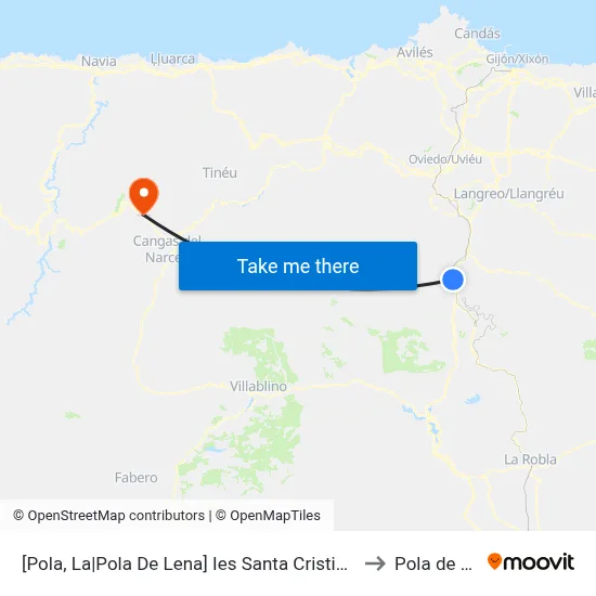 [Pola, La|Pola De Lena]  Ies Santa Cristina De Lena [Cta 03203] to Pola de Allande map