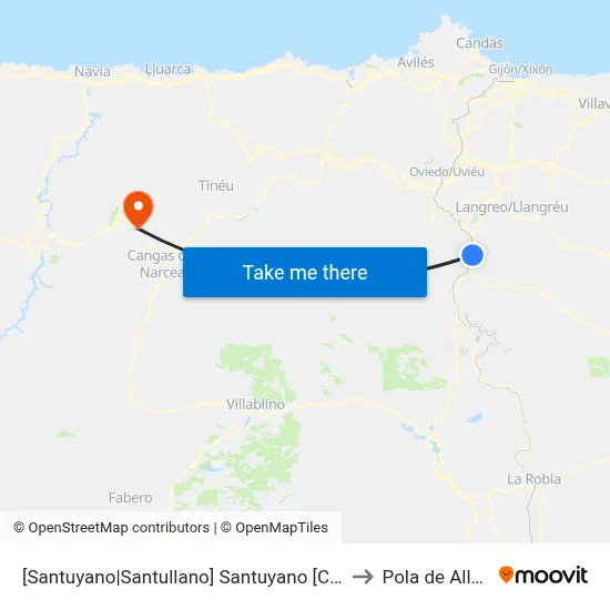 [Santuyano|Santullano]  Santuyano [Cta 03211] to Pola de Allande map