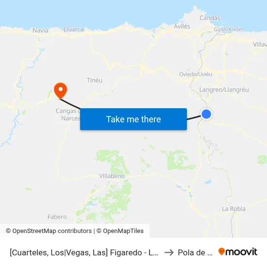 [Cuarteles, Los|Vegas, Las]  Figaredo - Los Cuarteles [Cta 03214] to Pola de Allande map