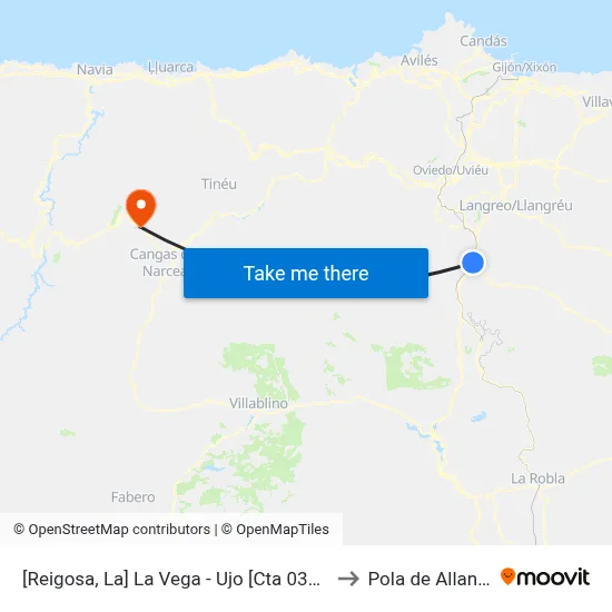 [Reigosa, La]  La Vega - Ujo [Cta 03219] to Pola de Allande map