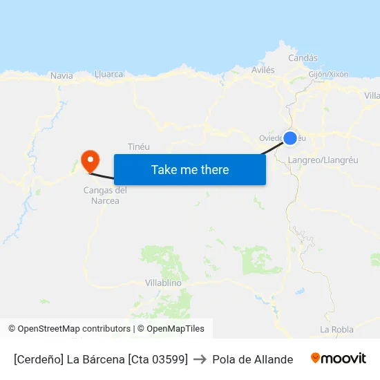 [Cerdeño]  La Bárcena [Cta 03599] to Pola de Allande map