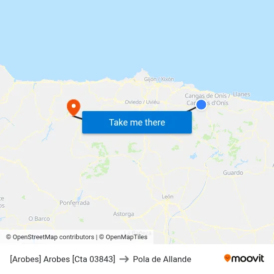 [Arobes]  Arobes [Cta 03843] to Pola de Allande map