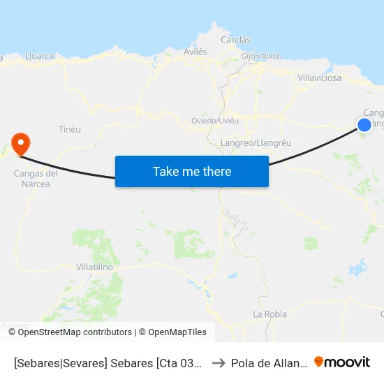 [Sebares|Sevares]  Sebares [Cta 03856] to Pola de Allande map
