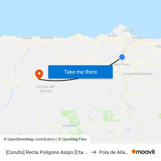 [Coruño]  Recta Polígono Asipo [Cta 04147] to Pola de Allande map