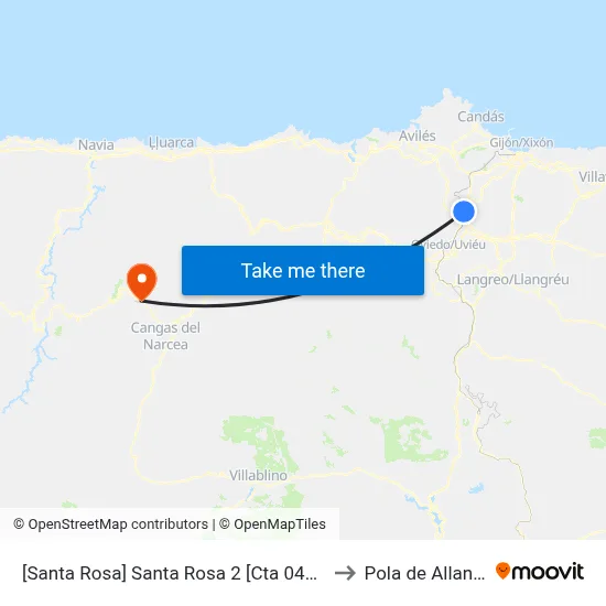 [Santa Rosa]  Santa Rosa 2 [Cta 04238] to Pola de Allande map