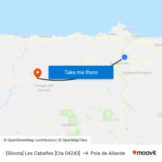 [Silvota]  Les Cabañes [Cta 04243] to Pola de Allande map