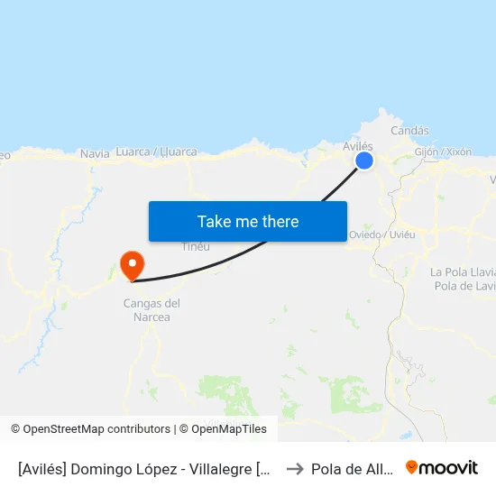[Avilés]  Domingo López - Villalegre [Cta 04332] to Pola de Allande map