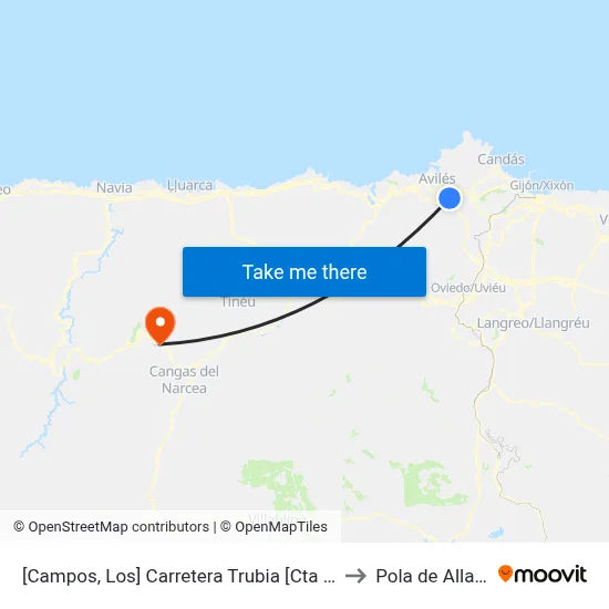 [Campos, Los]  Carretera Trubia [Cta 04410] to Pola de Allande map