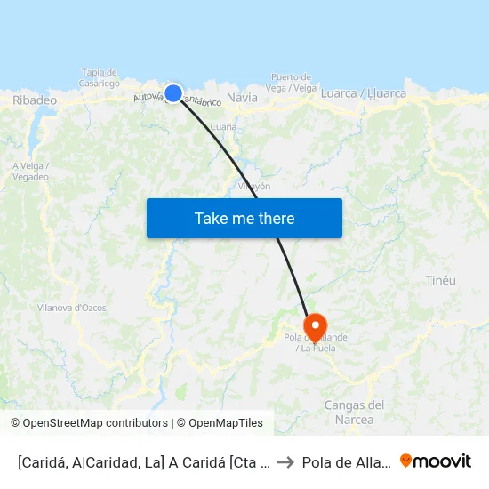 [Caridá, A|Caridad, La]  A Caridá [Cta 04499] to Pola de Allande map