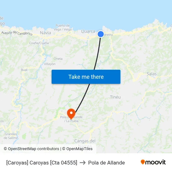 [Caroyas]  Caroyas [Cta 04555] to Pola de Allande map